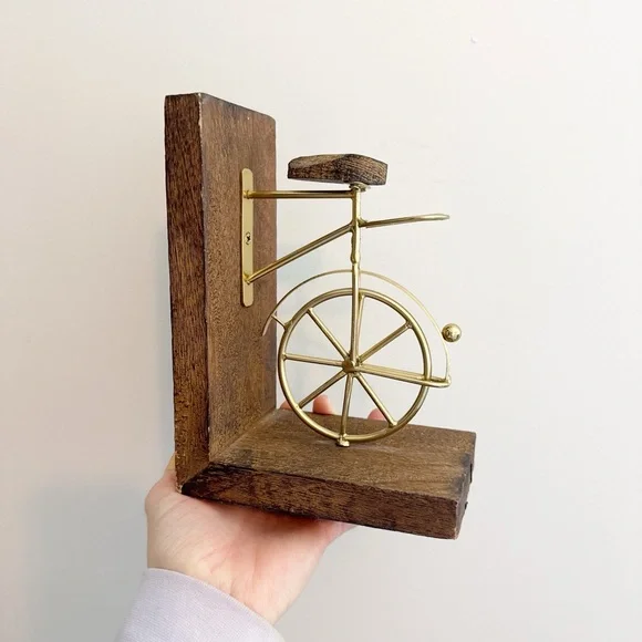 Vintage Brass Bicycle Bookends - Picture 3 of 3